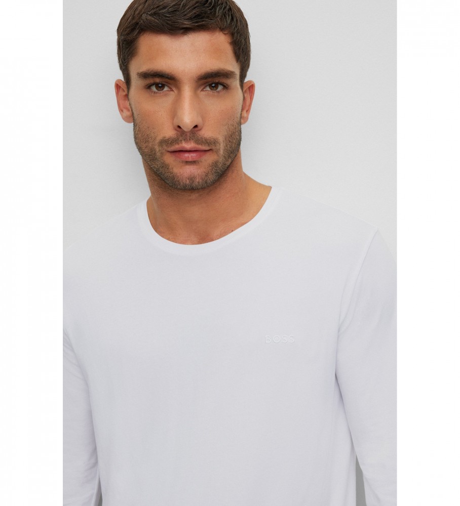 Camiseta BOSS branca com logotipo bordado