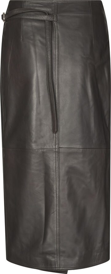 Oval Square Reflection Leather Skirt Chocolate torte