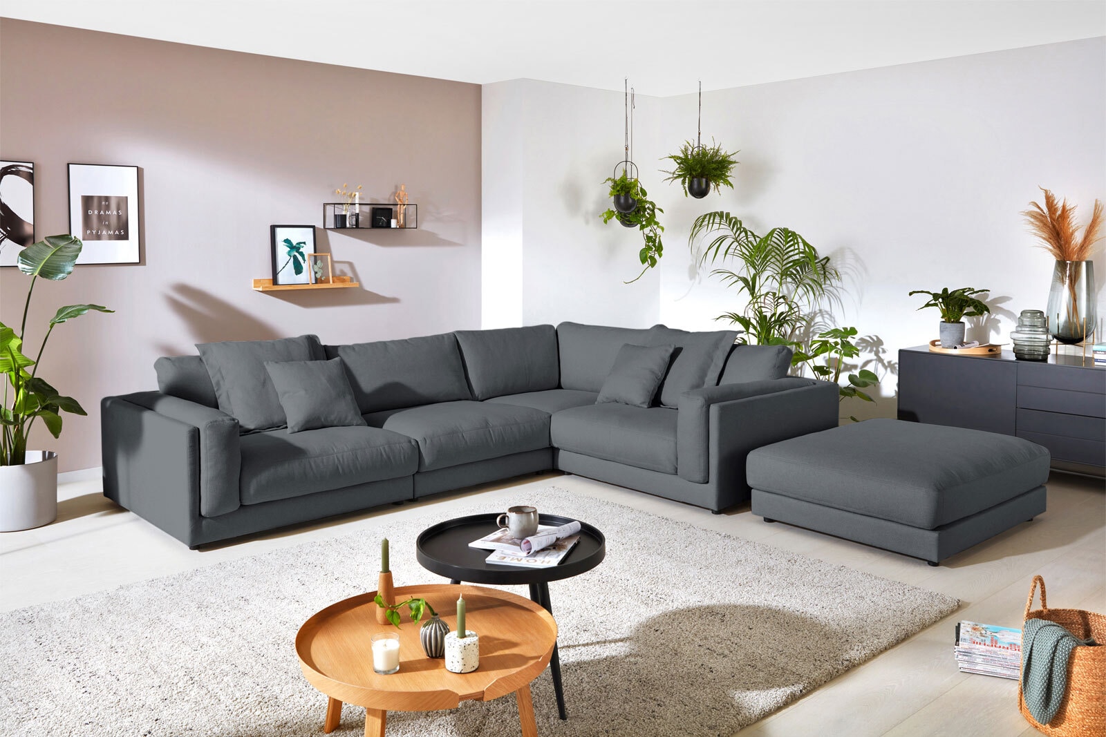 Ole Gunderson Ecksofa-Kombi LASSE II 345 x 252 cm anthrazit