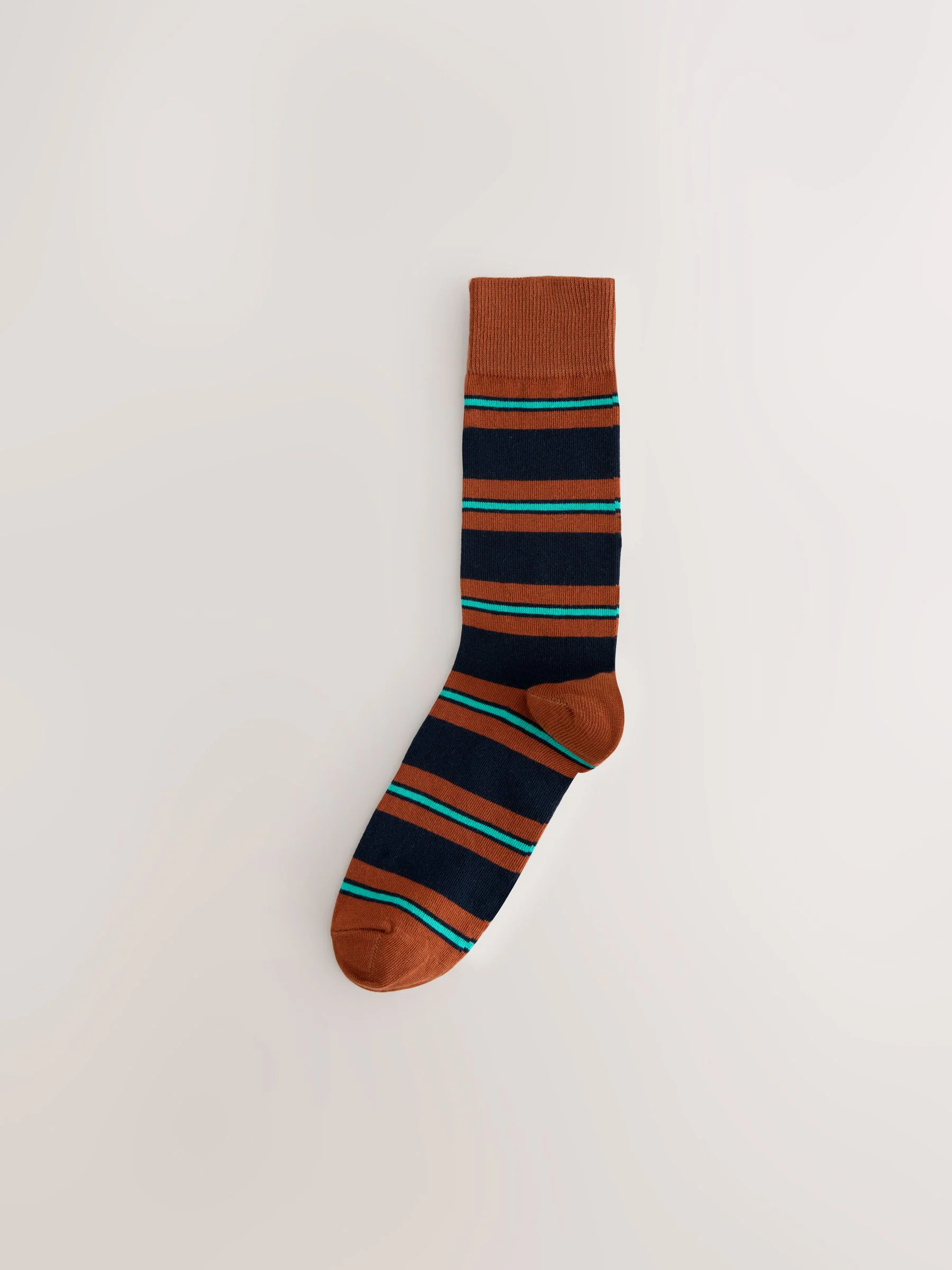 Blauw/rood/bruin gestreept - Set van 8 sokken met patroon