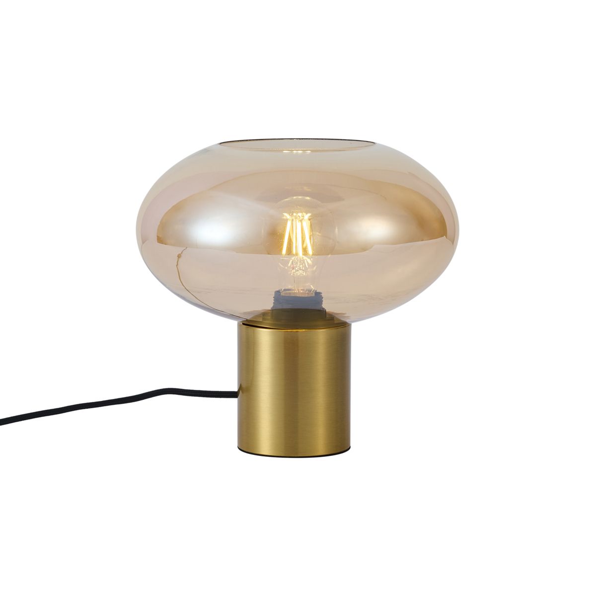 Design tafellamp messing met amber glas - Umbrella