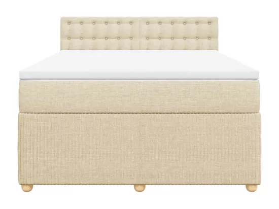 Sommier à lattes de lit avec matelas Crème 160x200 cm Tissu
