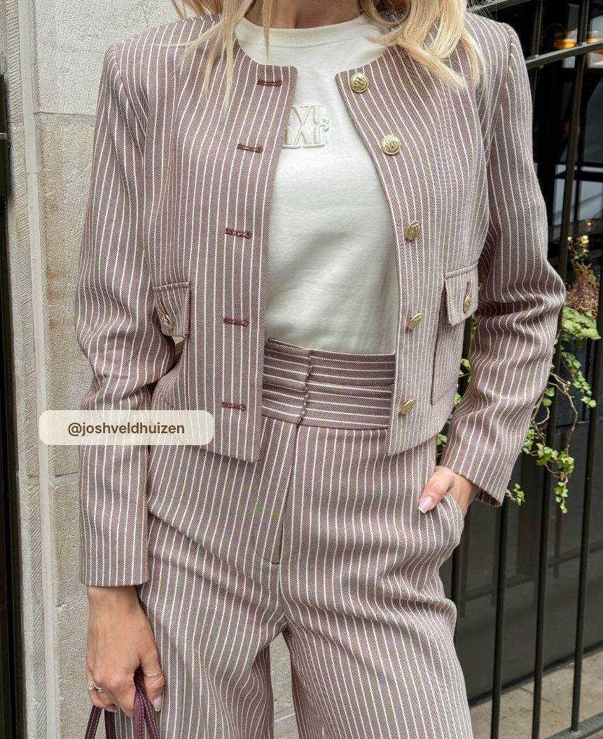 JV-ELIRA cropped blazer met strepen - burgundy stripe