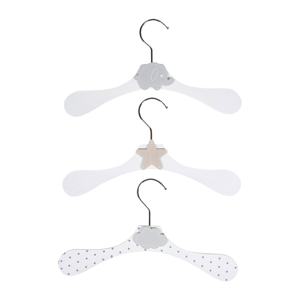 Lot de 3 cintres enfant gris bois