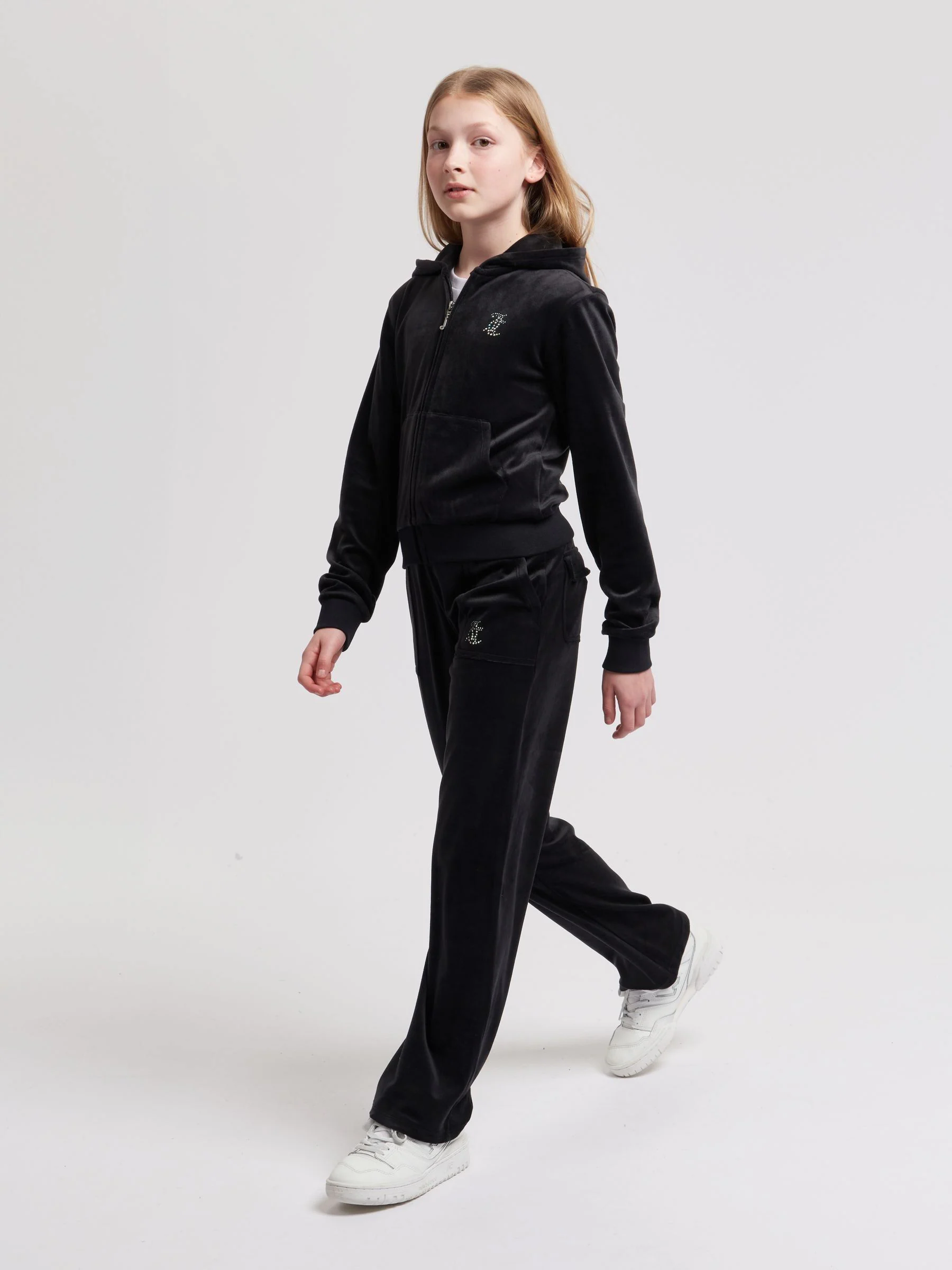 Zwart - Juicy Couture mini-joggingbroek met wijde pijpen en diamanté voor meisjes
