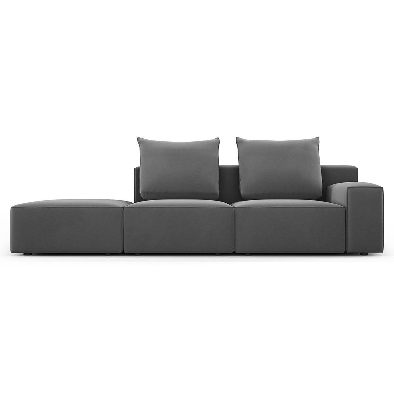 Mazzini Sofas Canapé Gauche en Velours Ivy 4 Places gris foncé - 265x105x89 cm