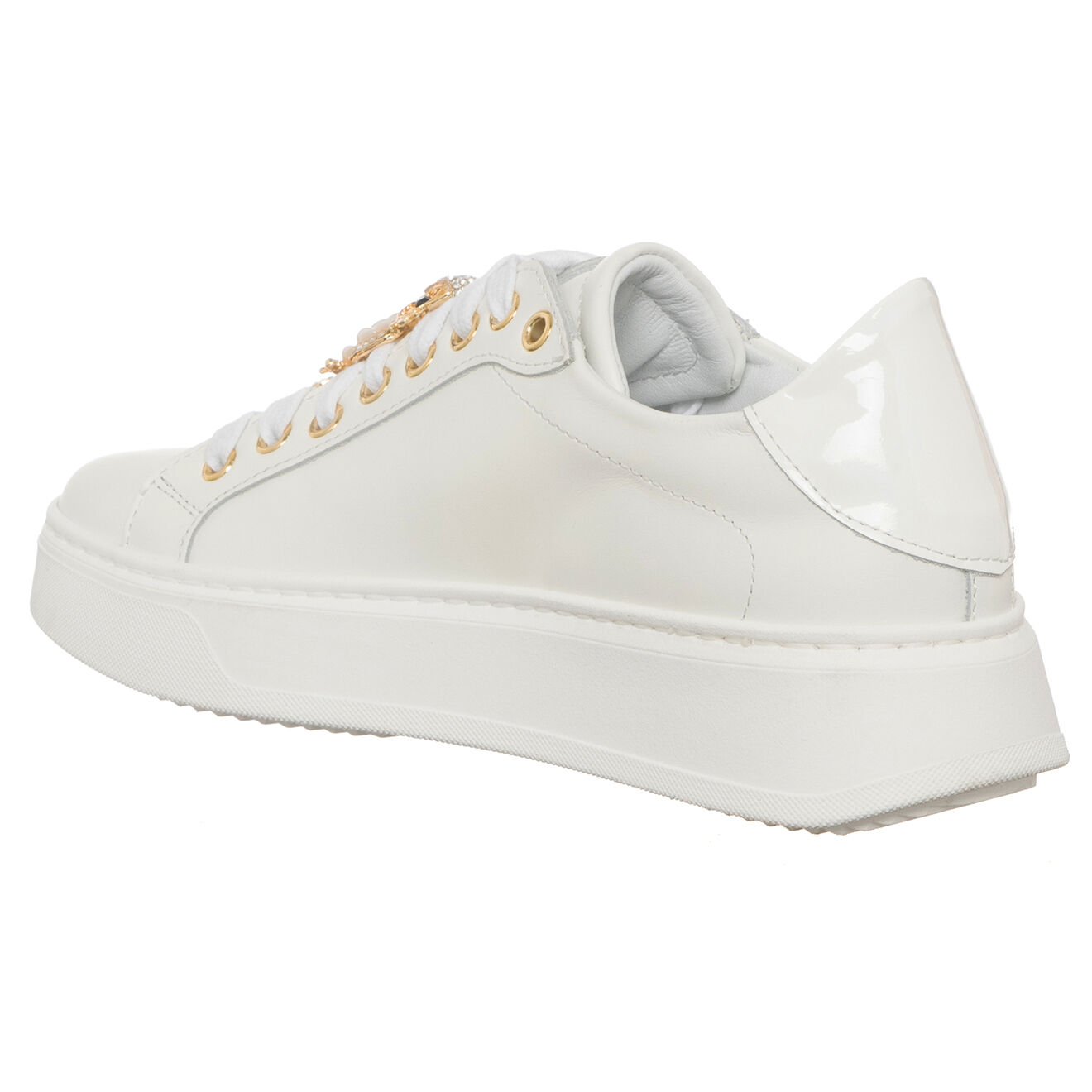 Loretta Pettinari Sneakers en Cuir Osta blanc/doré
