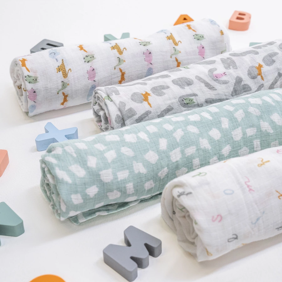 aden + anais™ essentials Pucktuch 4er-Pack alphabet animals