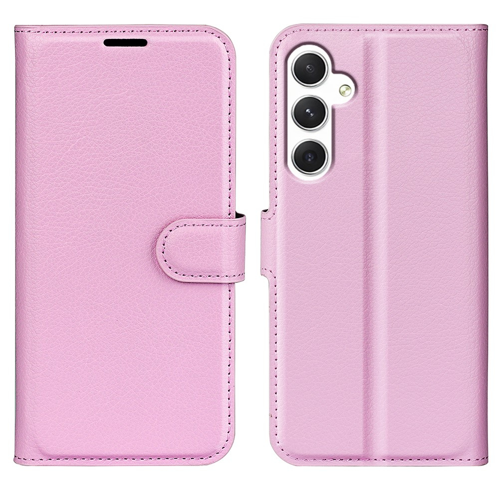 Samsung Galaxy S24 Leder Tasche Flip Cover Litchi Look - Rosa