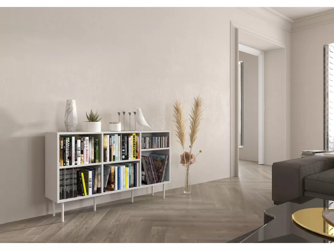 Bibliothèque étagère / moderne blanche MIRKA / 130 cm