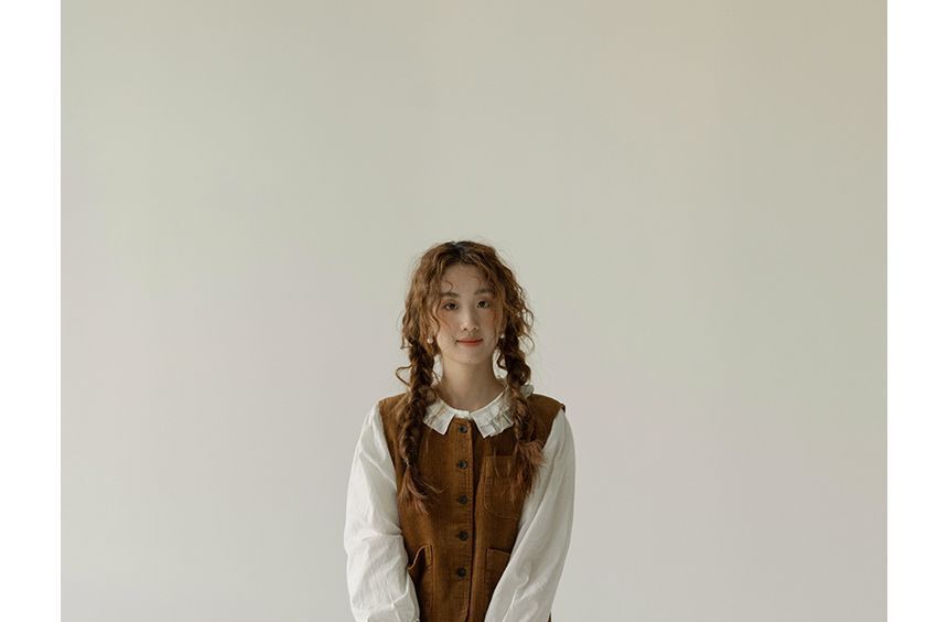 Wapiti - Effen corduroy vest met knoopjes