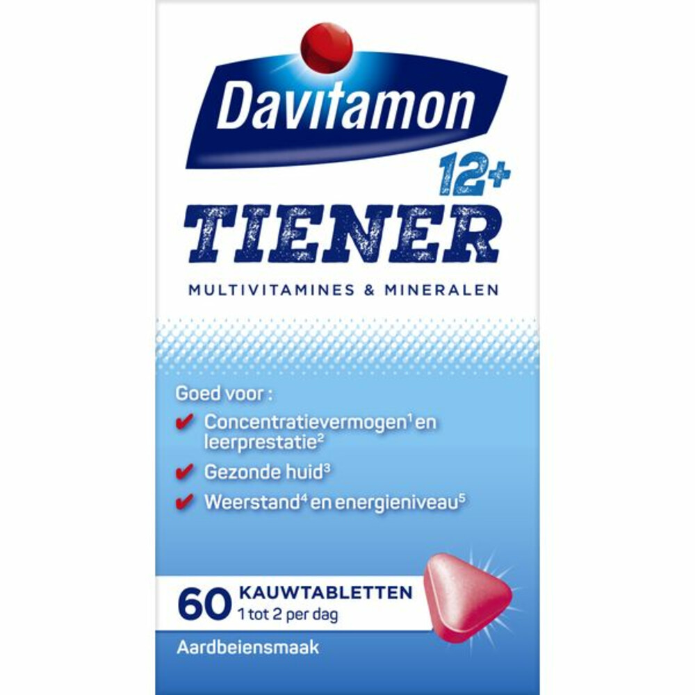 Davitamon Tiener 12+ Aardbei60 kauwtabletten