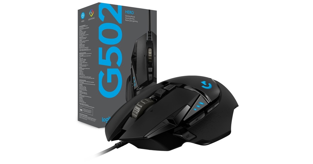 LogitechG502 HERO High Performance Gaming Mouse  (Zwart, 100 - 25.600 dpi, RGB leds)