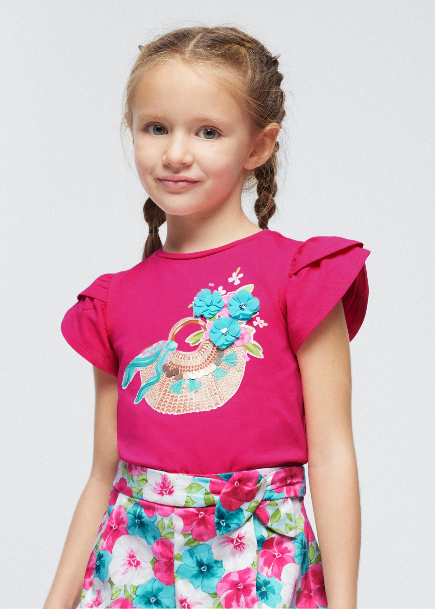 Camiseta estampada fúcsia para meninas