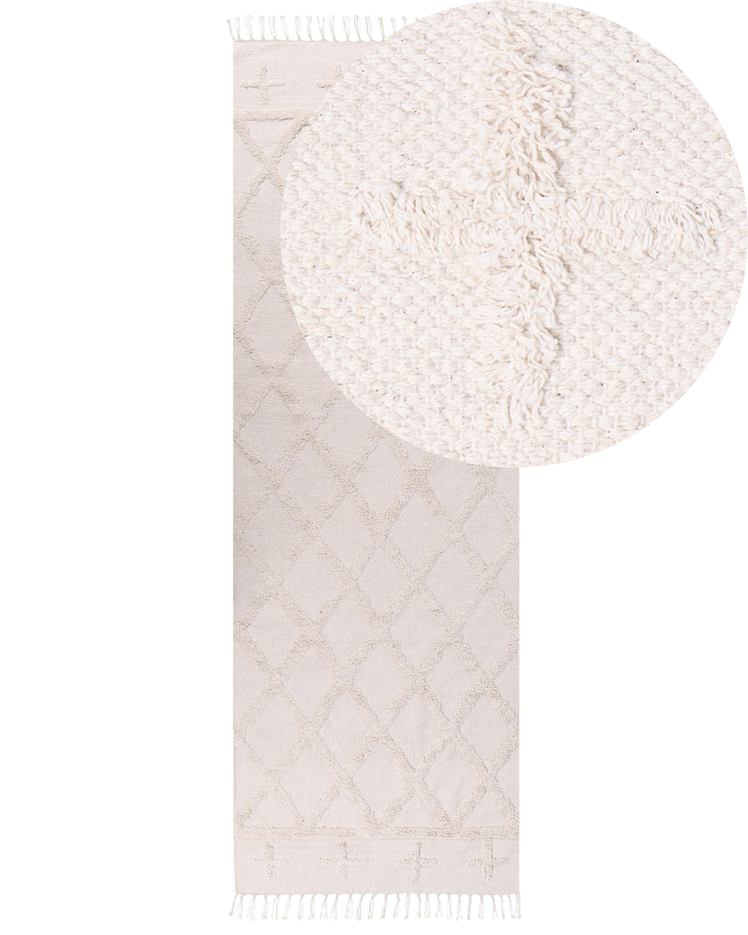 Vloerkleed TOZLU Beige 80 x 230 cm Katoen