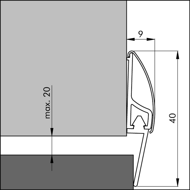 Ellen tochtprofiel dorpelprofiel aluminium INOX 1000mm