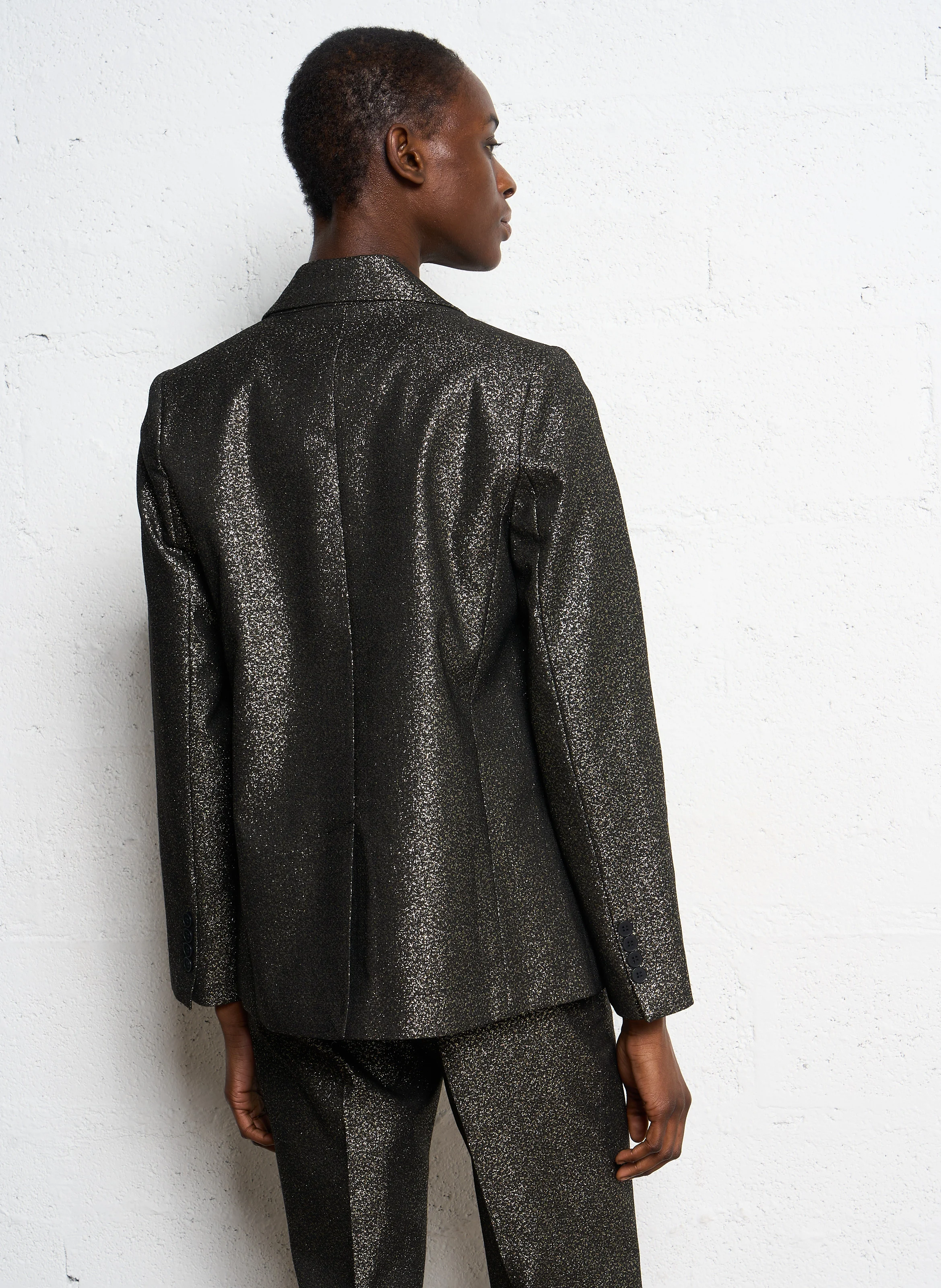 VENTURA - Veste tailleur droite en jacquard | Doré