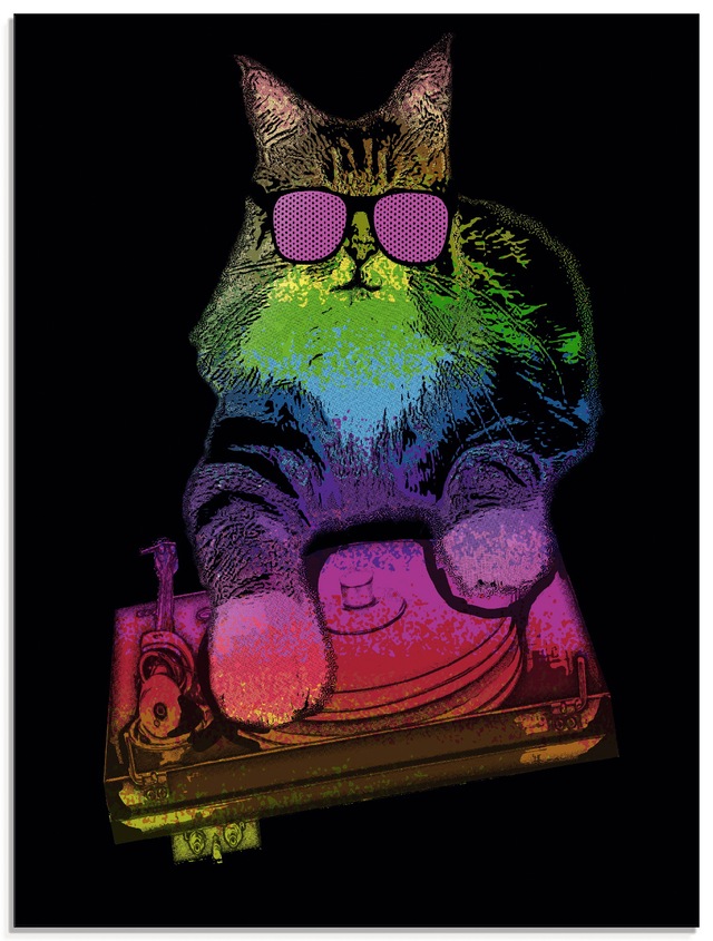 Artland Glasbild »Witzige DJ Katze Party Musik« Humor 1 Stk. tlg. in verschiedenen Grössen