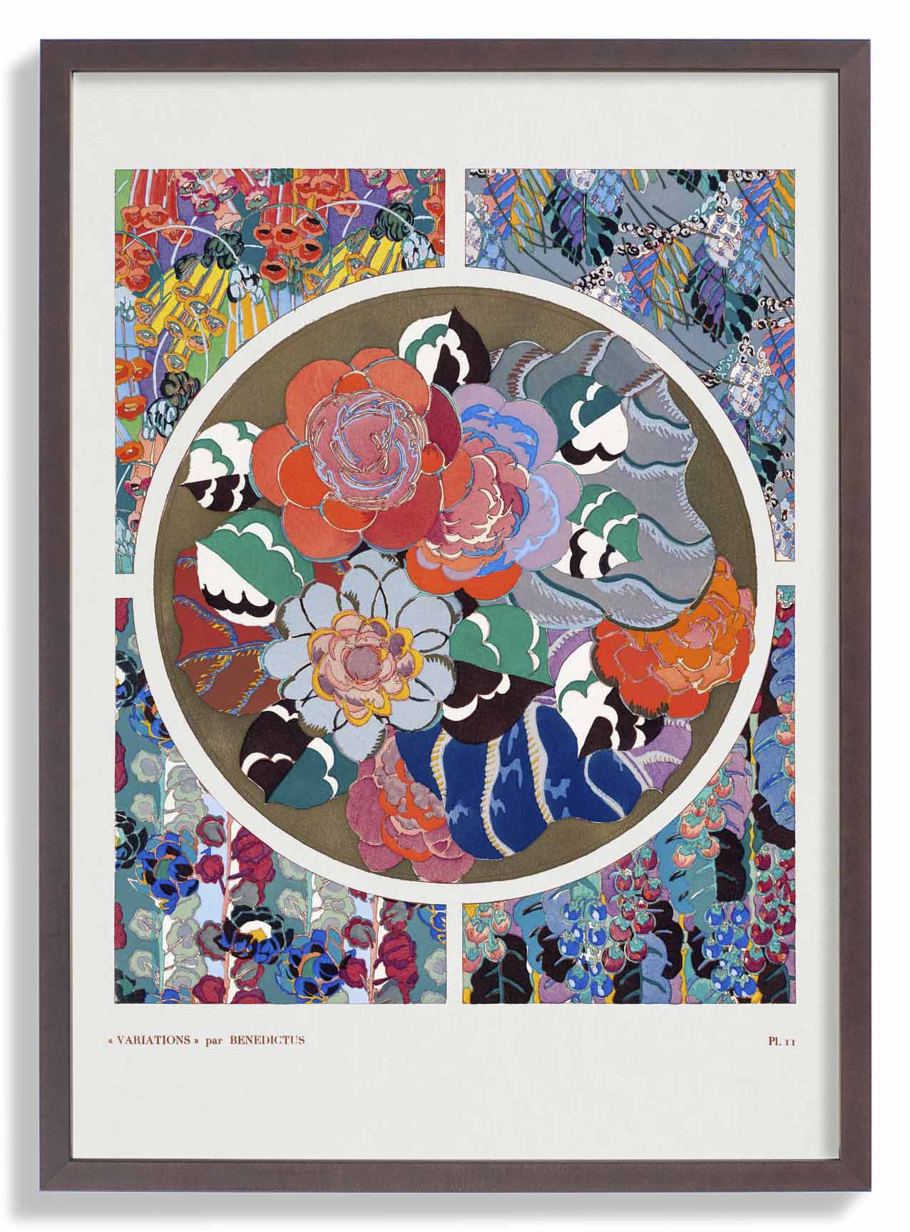 Blumen Art Deco Muster, Variation 11 von Édouard Bénédictus