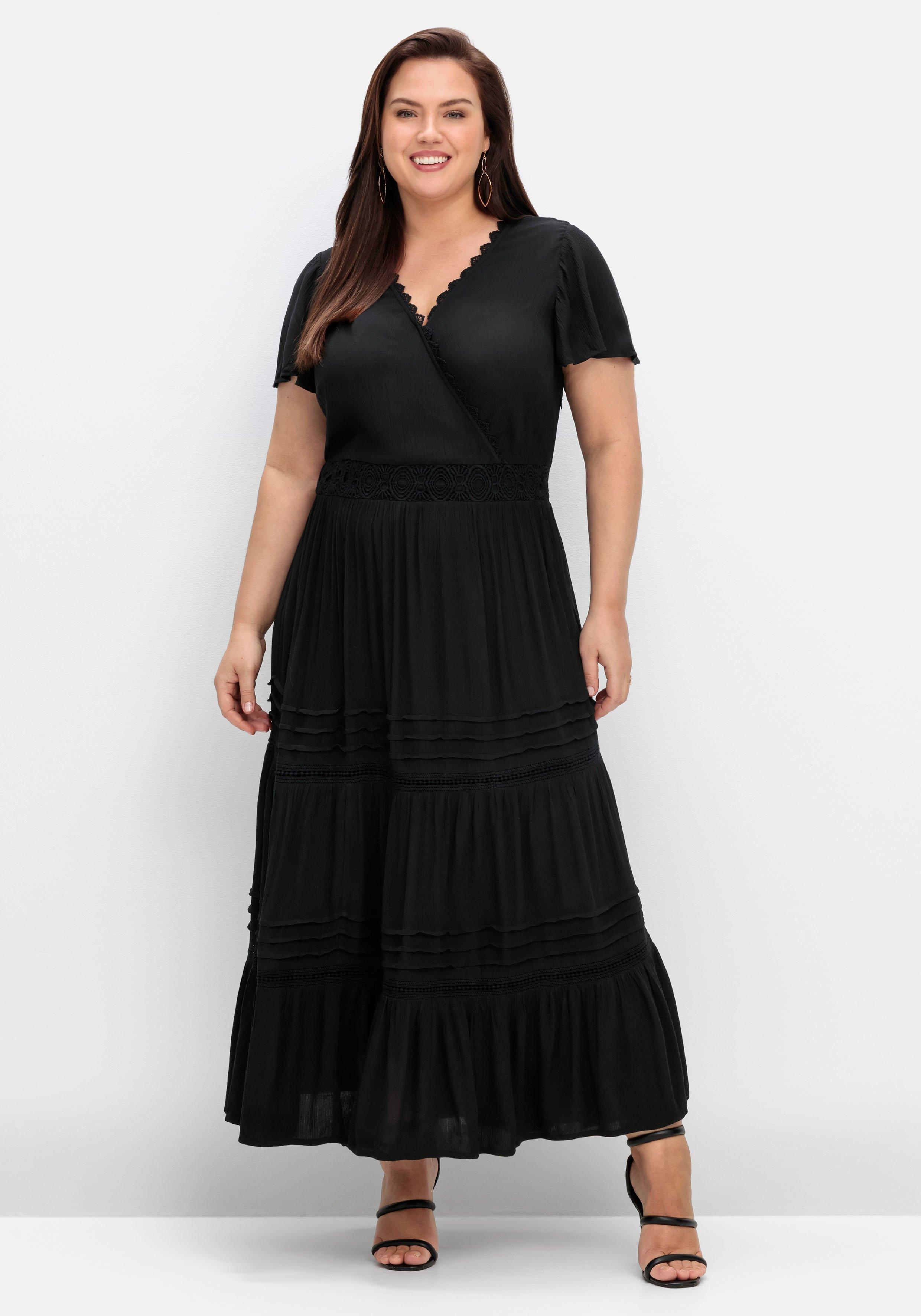 Maxikleid in Wickeloptik, mit Stufenvolant