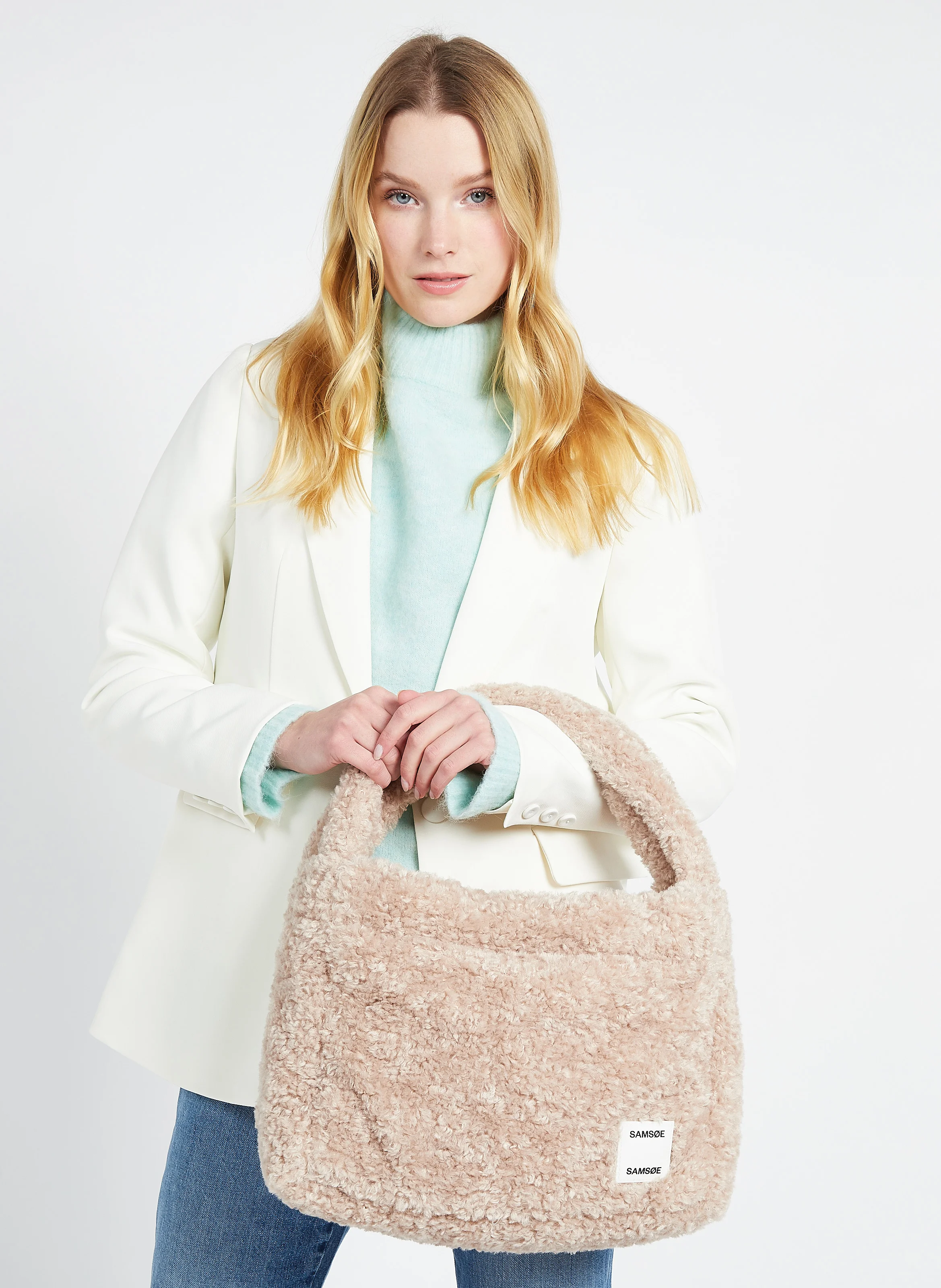 Gabrielle - Sac à main en fourrure fausse| Beige