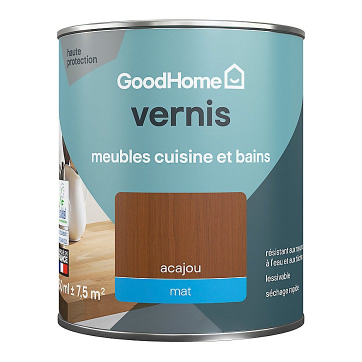 Vernis meubles cuisine et bains GoodHome acajou mat 750 ml
