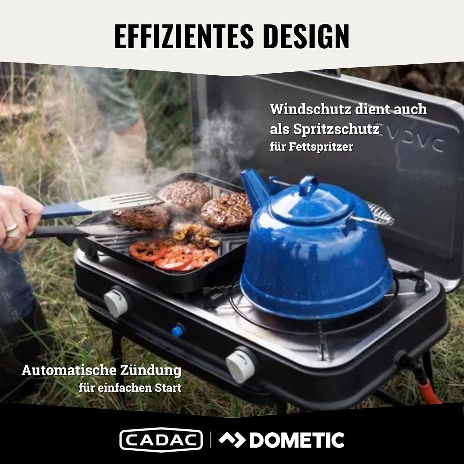 CADAC - 2-Cook Grill Deluxe - Tischgrill - 50mBar - Campinggrill - Für draußen grillen - Stahl - Aluminium - Kunststoff - Gas Barbecue