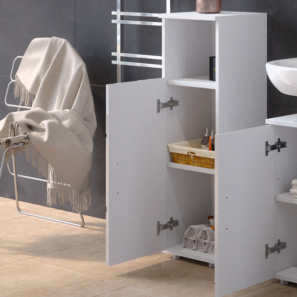 Vicco Spiegelmidischrank Badschrank Badezimmermöbel Irma Weiß Hochglanz modern 30x95 cm Badezimmer Schrank Badmöbel Schranktür Schrankfach Schrankschublade Ablage Aufbewahrung Dekospiegel