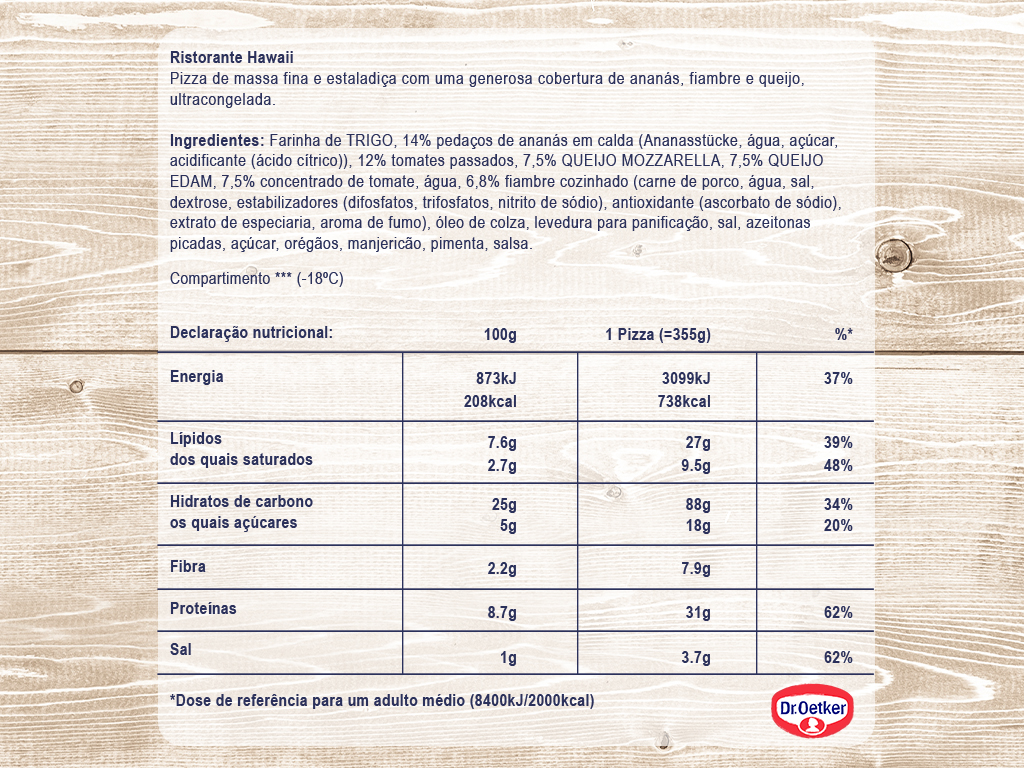 PIZZA DR.OETKER RISTORANTE HAWAII 355G