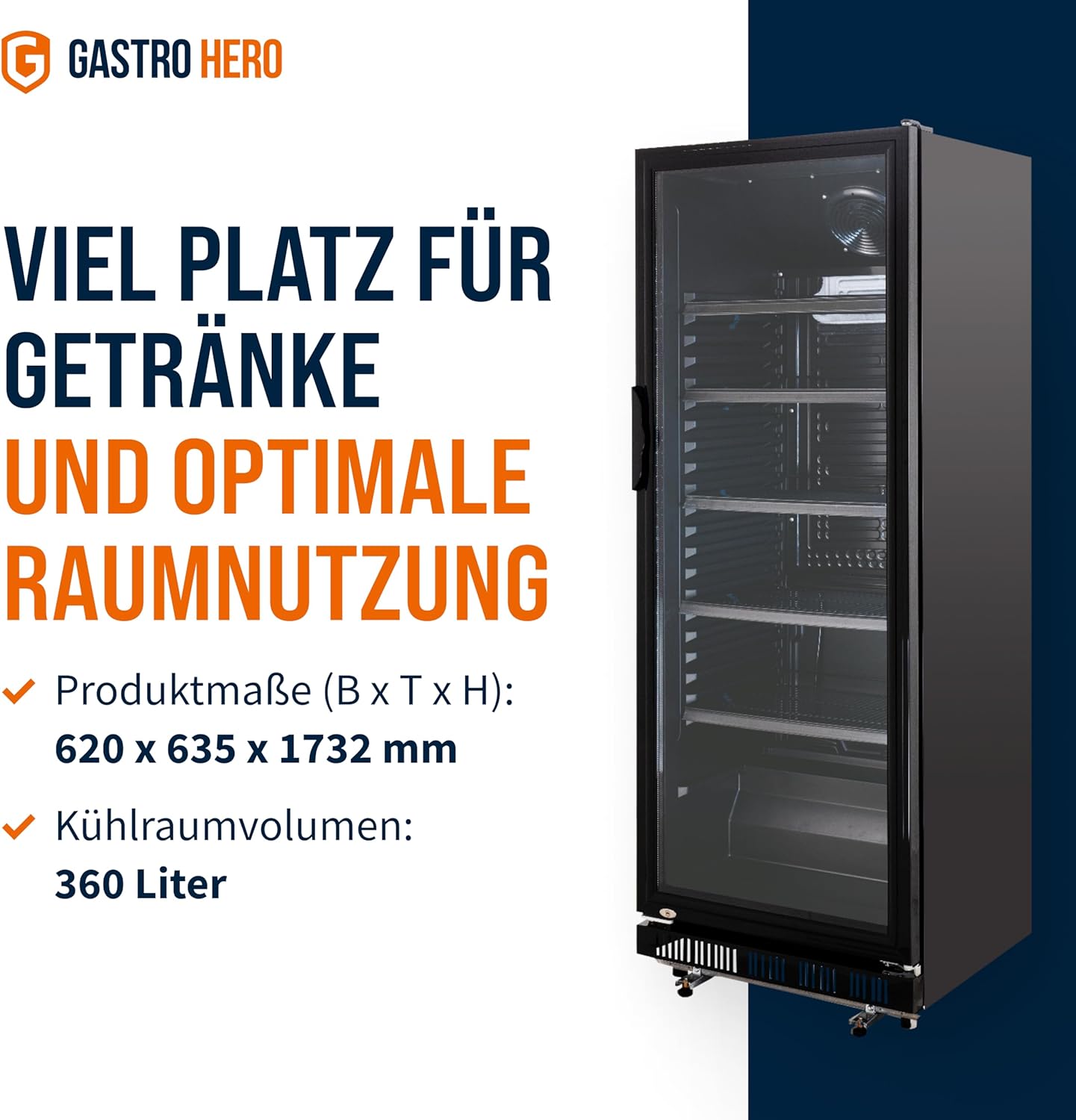 Getränkekühlschrank GK-360BB | 360 L | Flaschenkühlschrank mit Glastür & LED | abschließbar | Bierkühlschrank | Kühlschrank für Gastronomie
