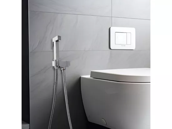Douchette WC PAINI Cox carrée Chrome + support + flexible