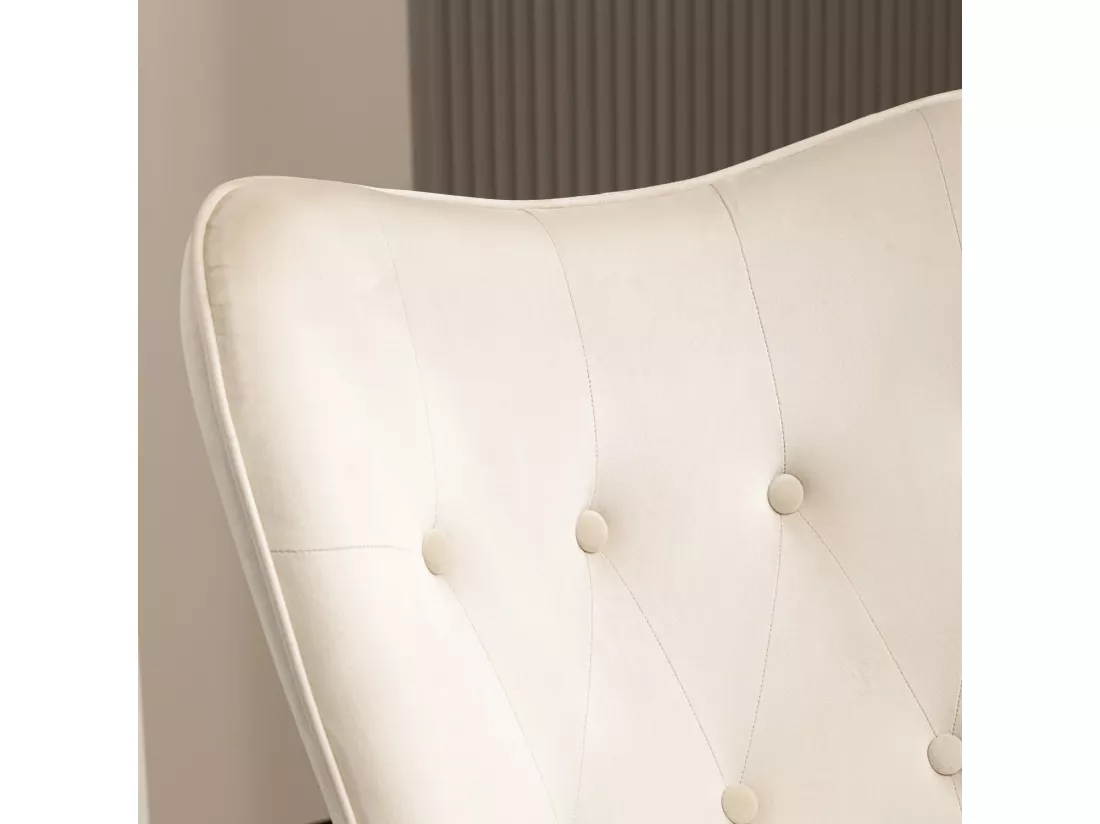 MEUBLES COSY Fauteuil à Bascule Allaitement Scandinave Chaise Loisir et Repos Pieds en Massif Bois Métal pour Salon, Chambre,Beige Velours