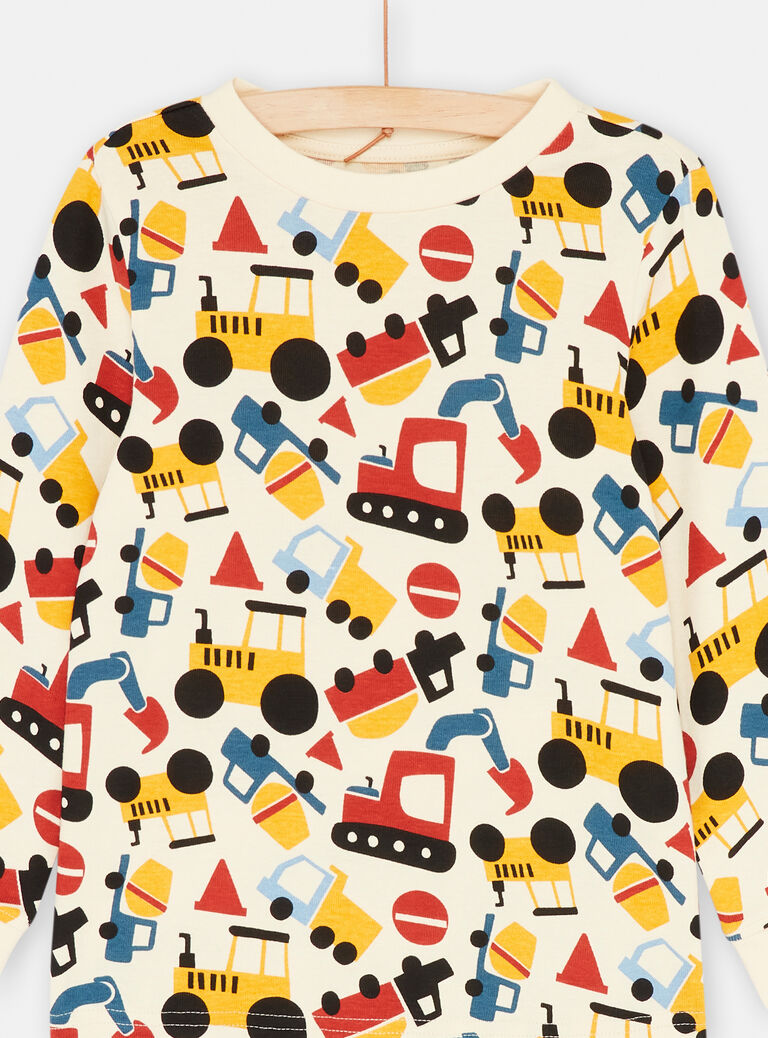 Pyjama beige imprimé tracteur pour garçon