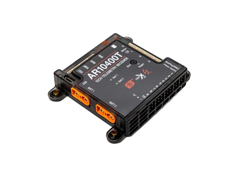 Spektrum Empfänger AR10400T Powersafe 10-Kanal DSMX Telemetriefähiger Empfänger mit Akkuweiche und 2 Satellitenempfänger
