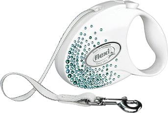 Flexi uttrekkbar snor Glam Splash Leaf M 5m, hvit