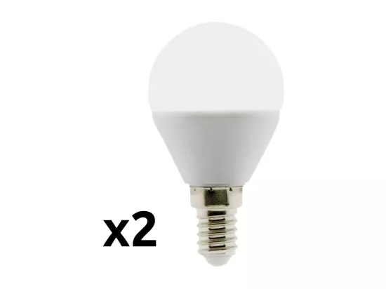 Lot de 2 ampoules LED sphériques E14 5W - Blanc chaud - 400lm 6500K - Zenitech