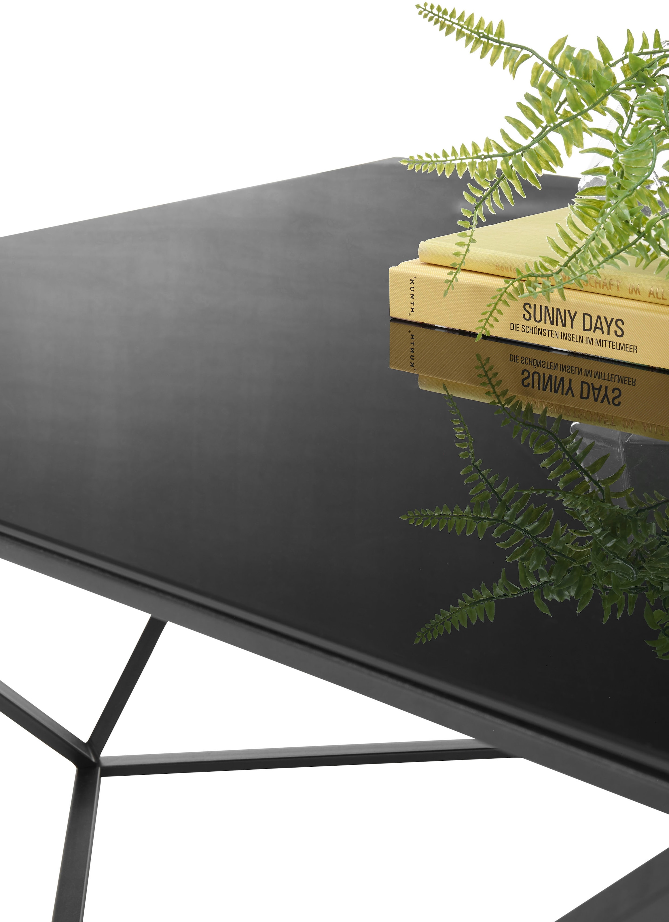 Stolkom Couchtisch »Senta Glastisch quadratisch schwarz, moderner Tisch BxHxT 80x45x80 cm« Quadratisch, Glas in schwarz getönt, Formschönes Gestell schwarz