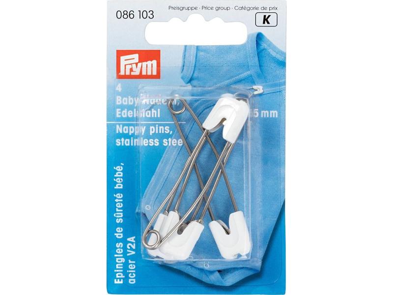 Prym Sicherheitsnadel Weiss, 55 mm Baby-Sicherheitsnadeln mit Kindersicherung