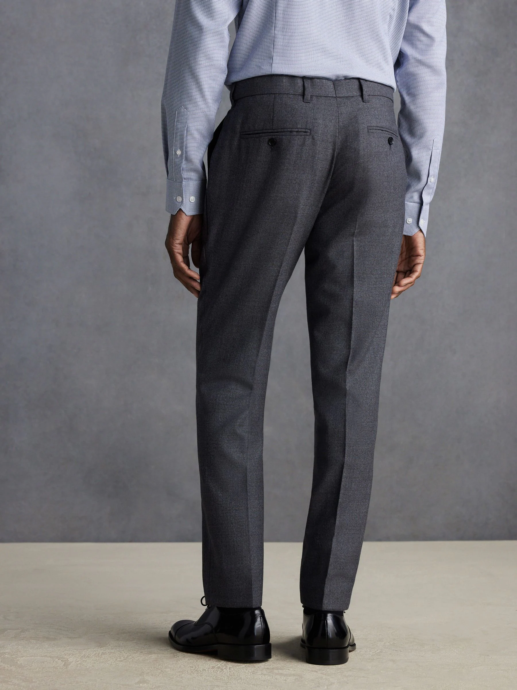 Grijs - Normale Pasvorm - Signature - 100% Wollen broek met Motion Flex-tailleband