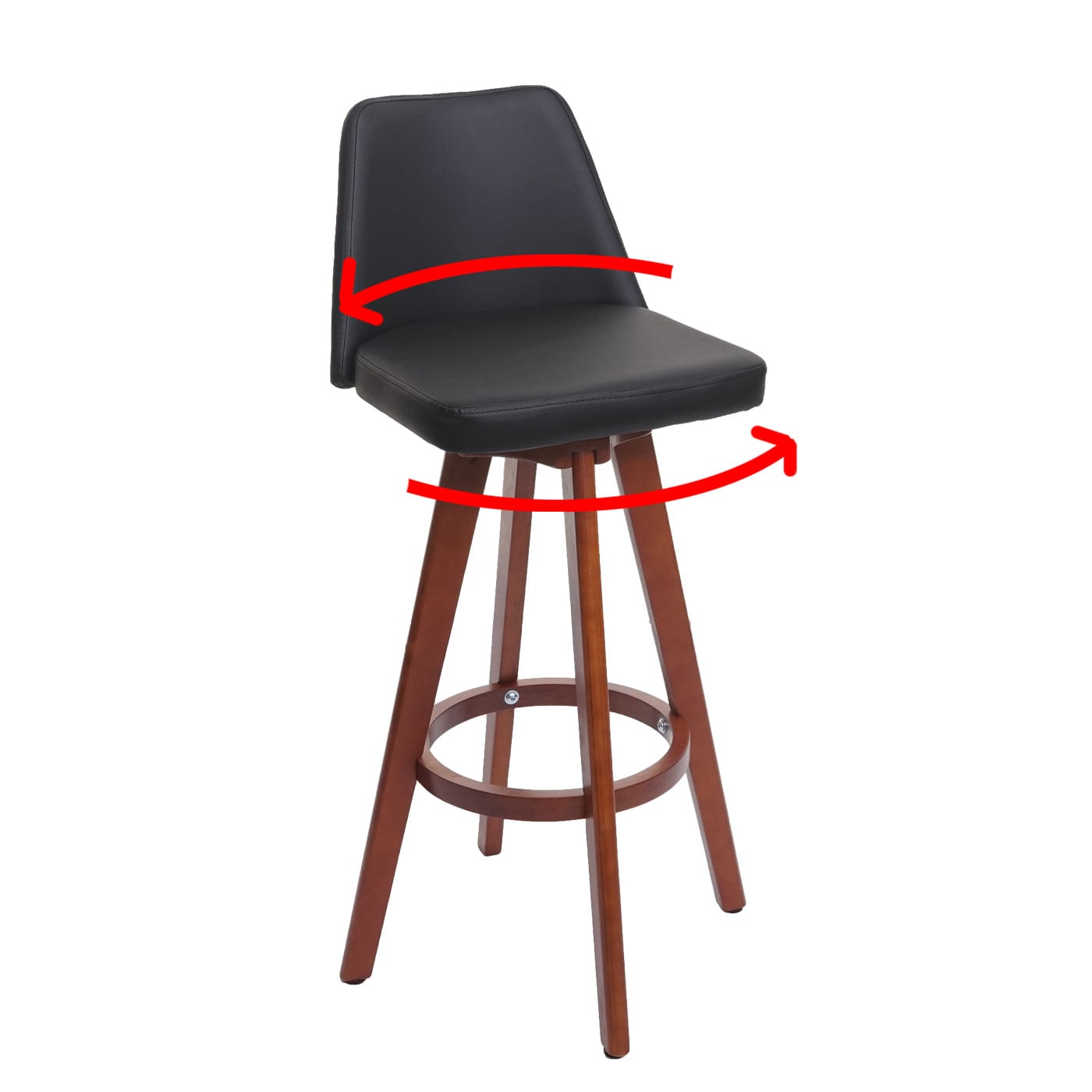 2er-Set Barhocker MCW-C43, Barstuhl Tresenhocker, Holz Kunstleder drehbar MVG-zertifiziert ~ schwarz