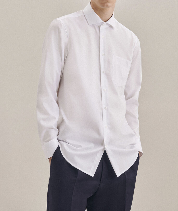 Seidensticker Business Shirt Regular fit Long sleeve Kent-Collar Uni White