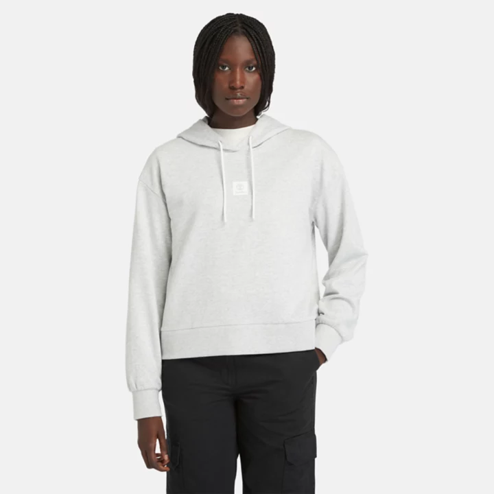 Sweat à capuche à envers bouclé pour femme en gris clair
