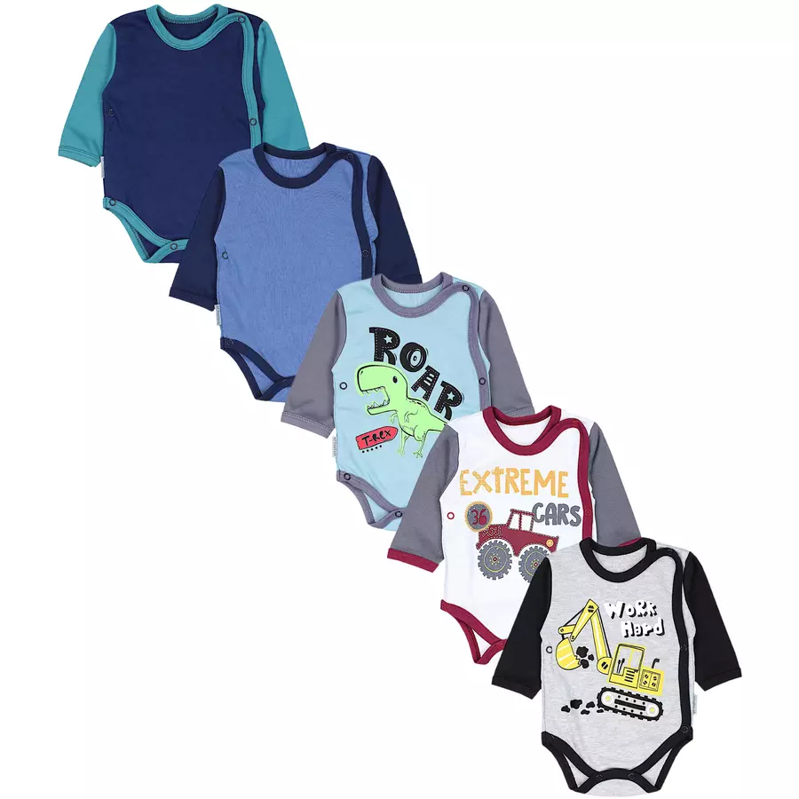 TupTam Baby Langarm Wickelbody im 5er Set grauhellblau