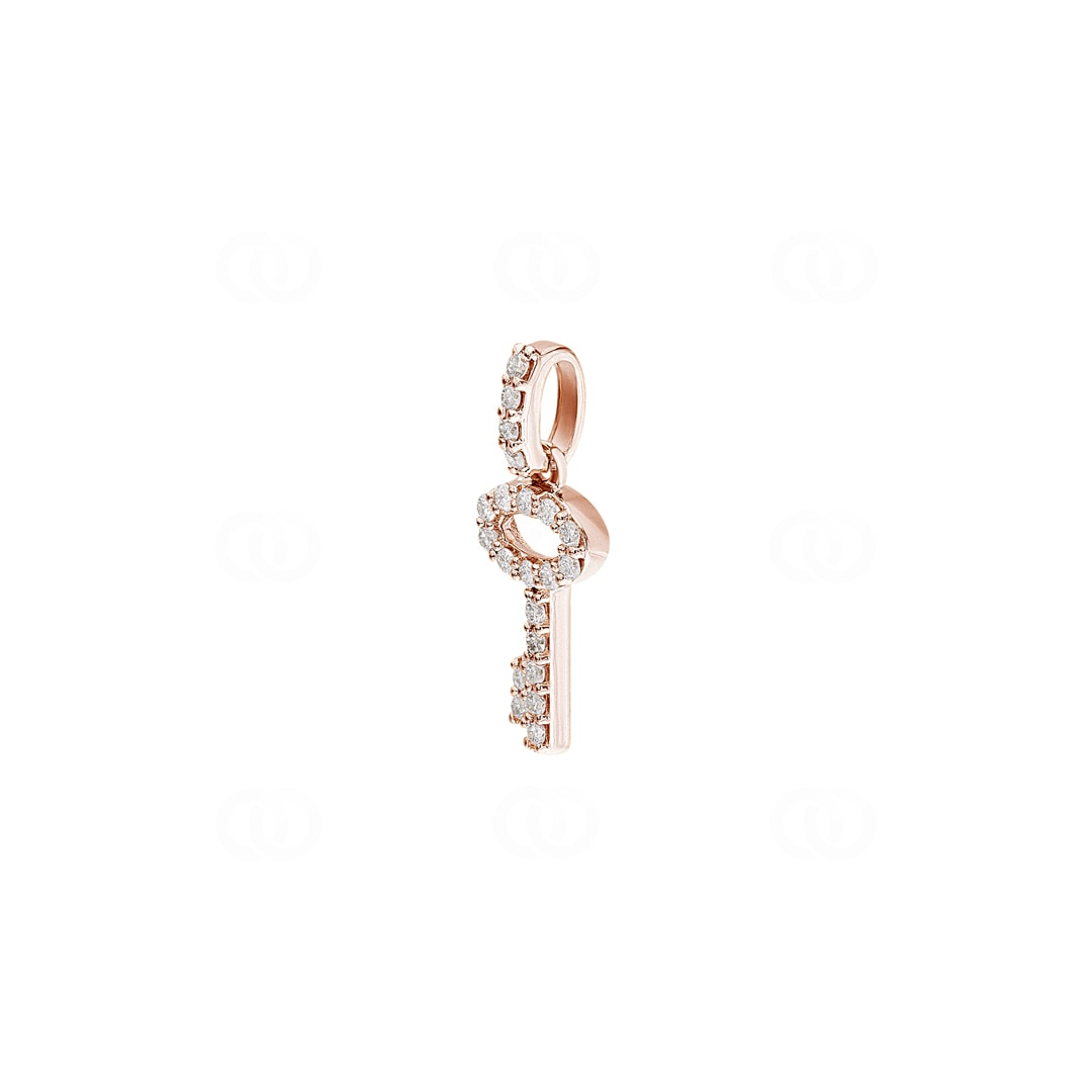 Anhänger 750/18 K Roségold Schlüssel mit Diamanten 0.09 ct H/si