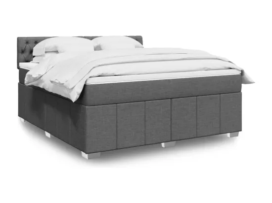 Sommier à lattes de lit avec matelas Gris foncé 180x200cm Tissu