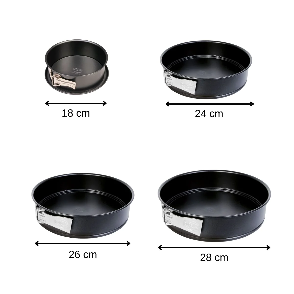 Set de 4 moules à manquer à charnière 18 cm + 24 cm + 26 cm + 28 cm Tr