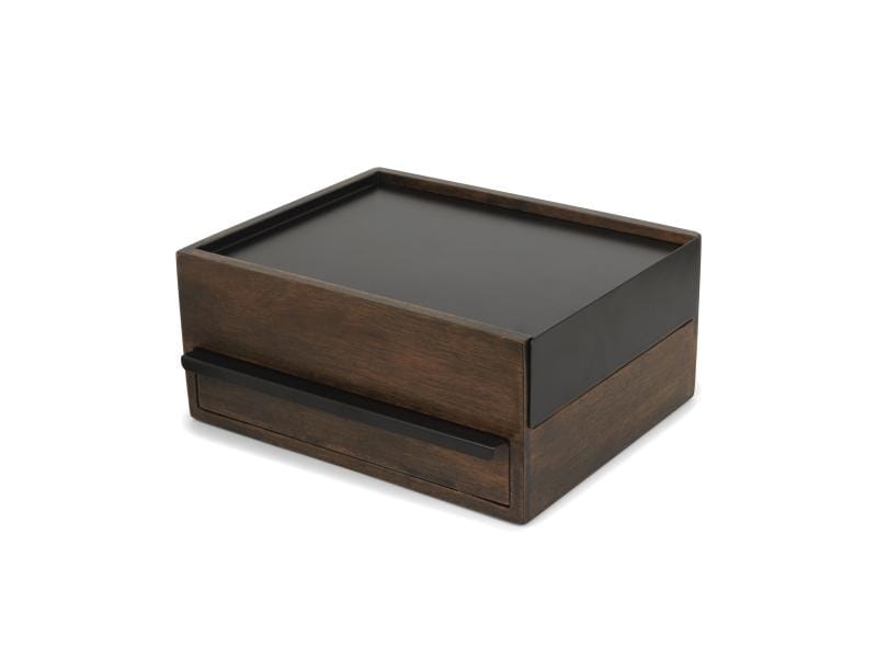 Umbra Schmuckschatulle Stowit Weiss/Wallnuss Moderne Schmuck-Box mit Geheimfächern