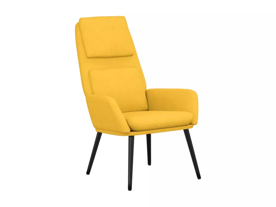 Chaise de détente et repose-pied Jaune moutarde Tissu