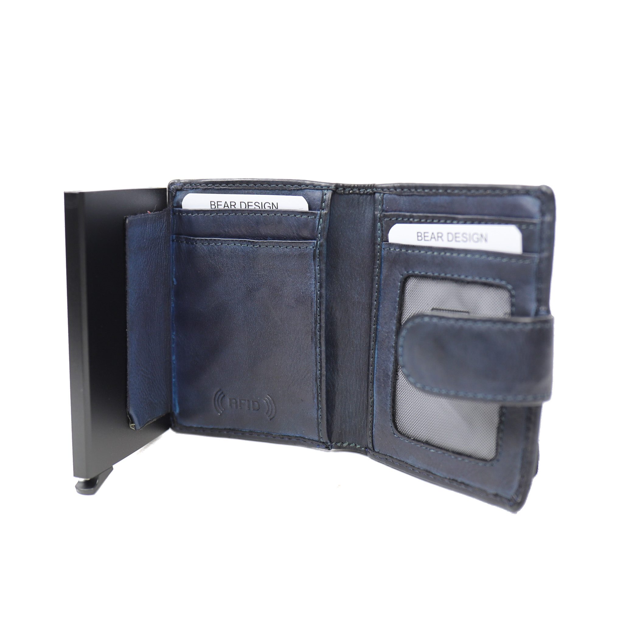 Bear Design Cow Lavato Wallet Cardprotector Bobby RFID Blauw CL15689