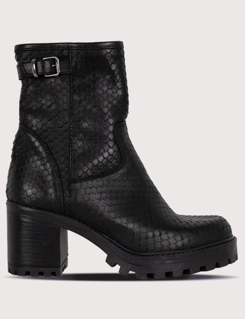 PAOYAMA BOTTINES TALON COURT CUIR CILDA NOIR